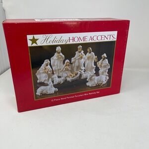 Holiday Home Accents 12 Piece Hand Painted Porcelain Mini Nativity Set